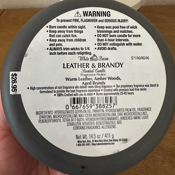 X2 bath and body works LEATHER & BRANDY 3 wick candles NEW - Picture 3 of 3